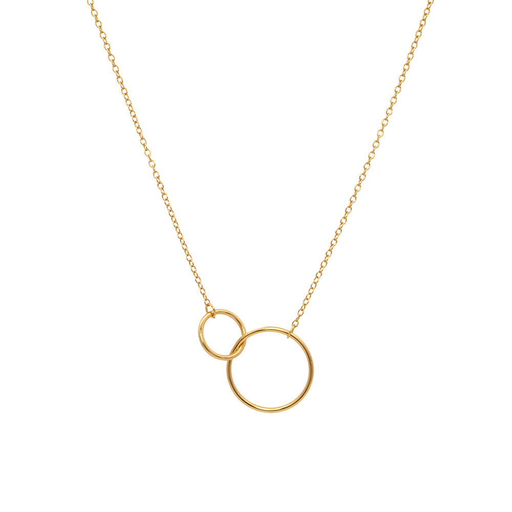 Interlocking circle necklace in 18 carat yellow gold vermeil