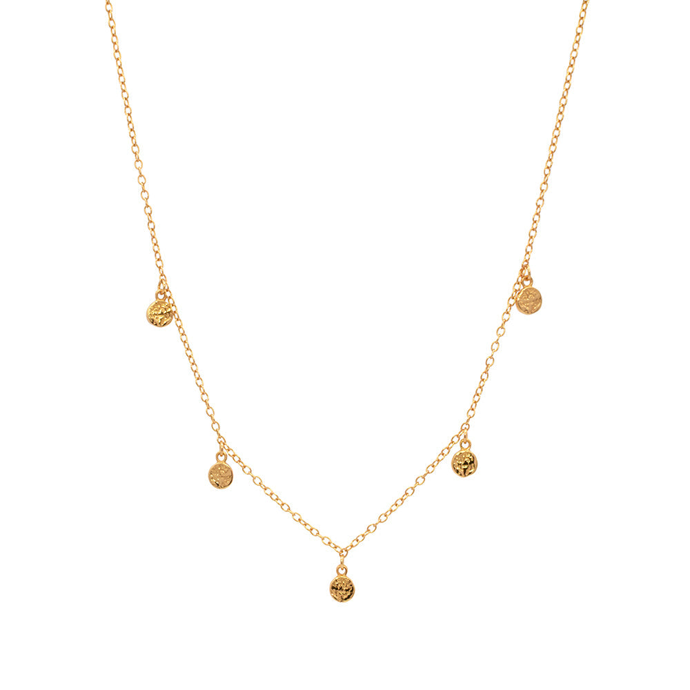 Mini antique disc necklace in 18 carat yellow gold vermeil