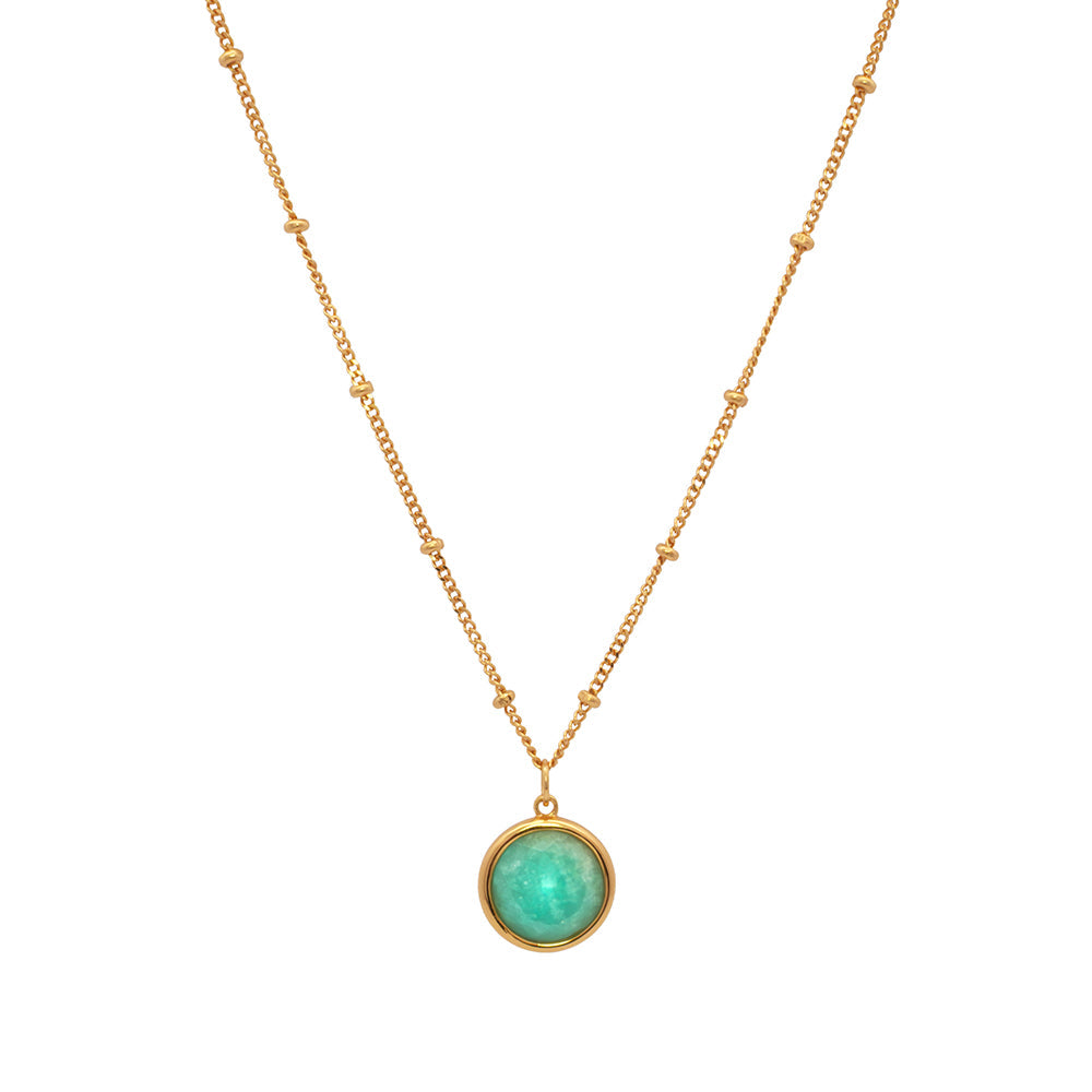 Green amazonite necklace in 18 carat yellow gold vermeil