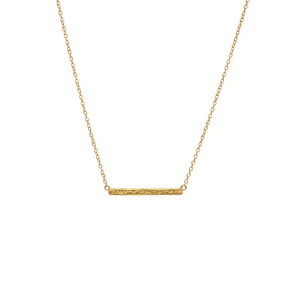 Textured antique  bar necklace in 18 carat yellow gold vermeil