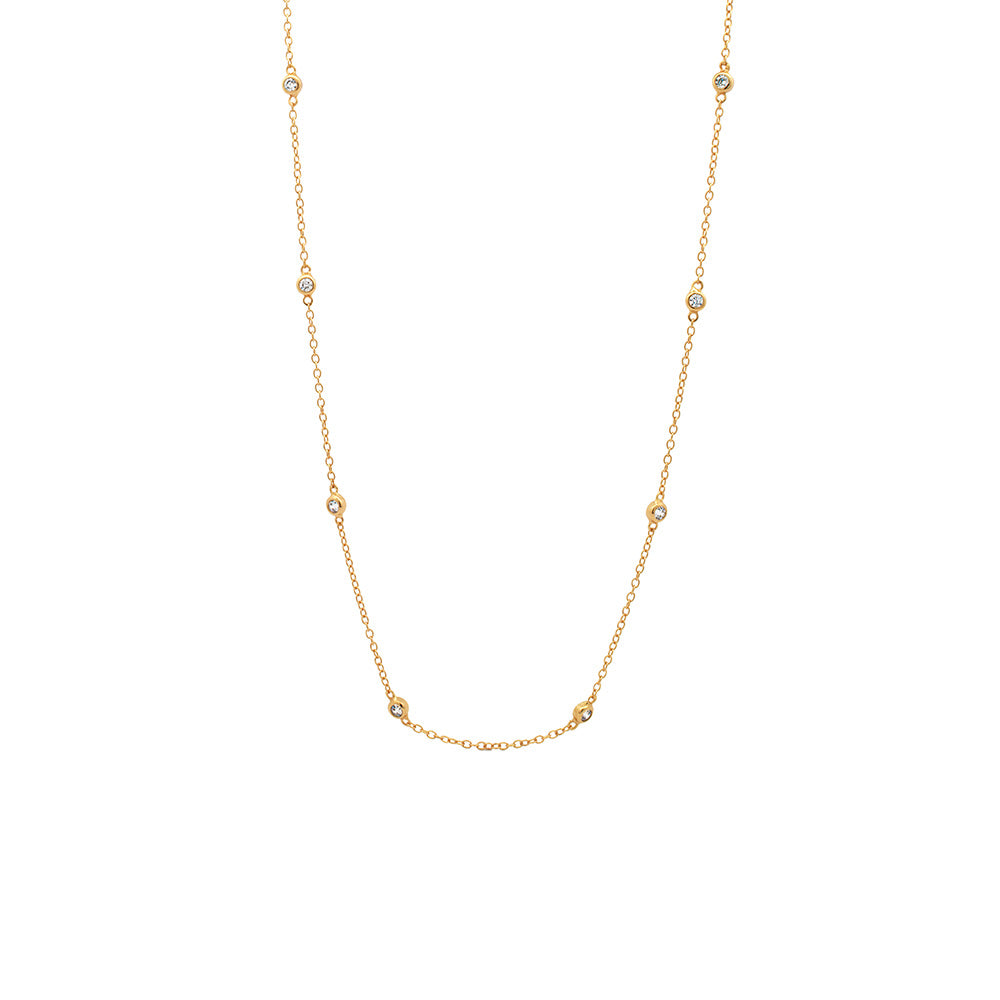 Round Brilliant Signature Simulant multi stone necklace in 18 carat yellow gold vermeil