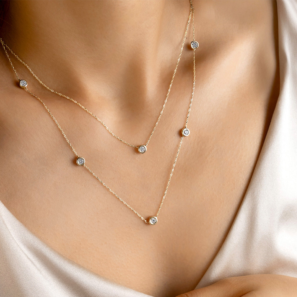 Premium Lab Grown Diamond, 0.10 carat round brilliant solitaire necklace in 10 carat yellow