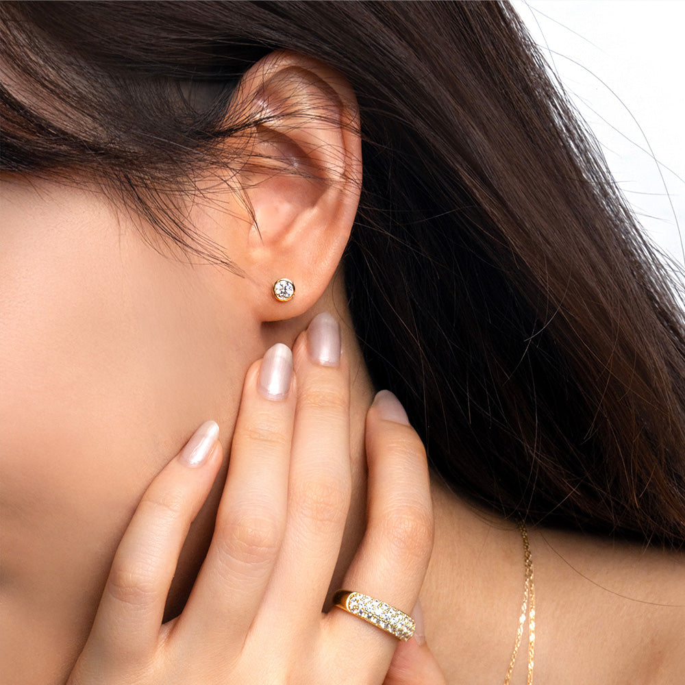 Premium Lab-Grown Diamond, 0.50 carat TW round brilliant stud earrings in 10 carat yellow gold