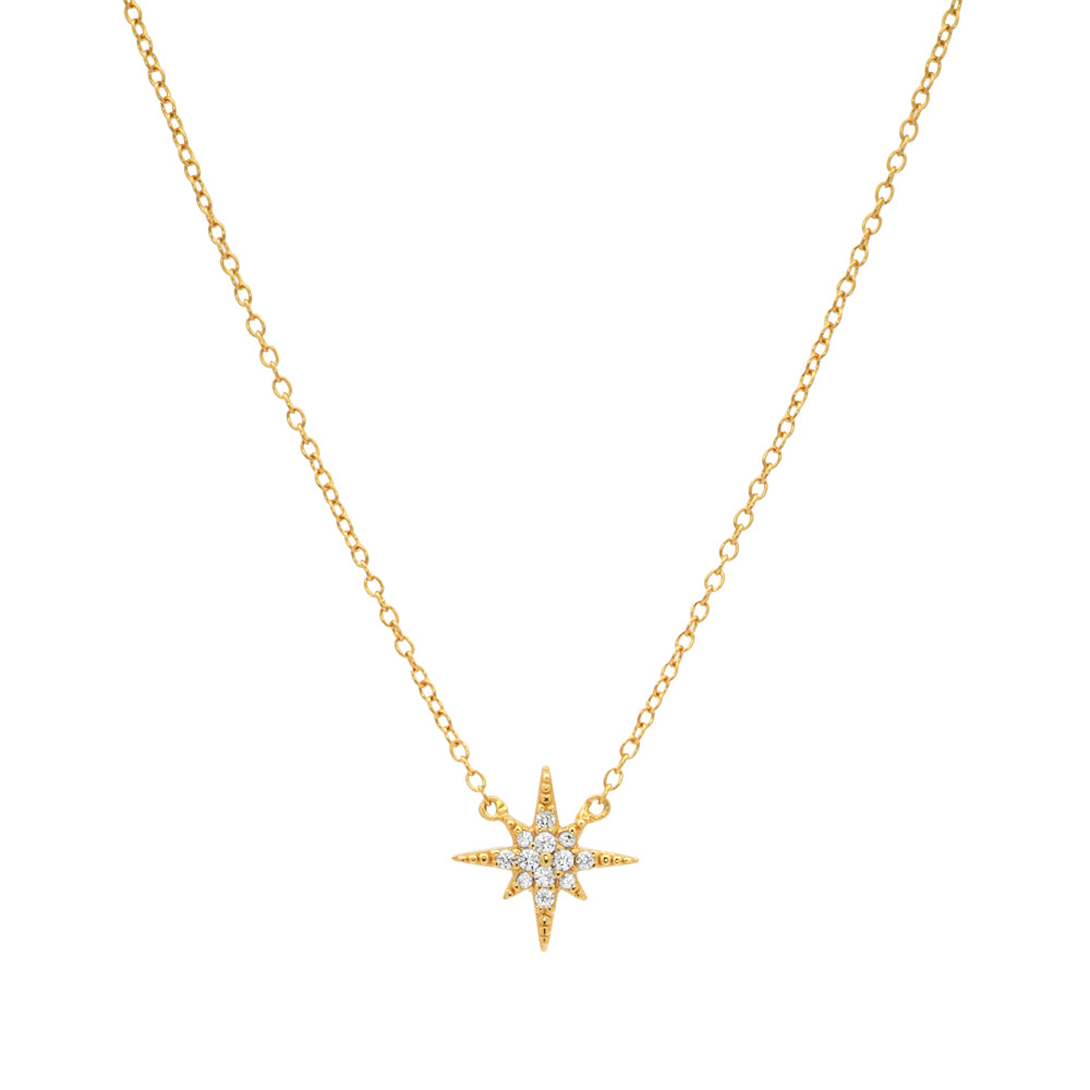 Round Brilliant Signature Simulant meteor necklace in 18 carat yellow gold vermeil