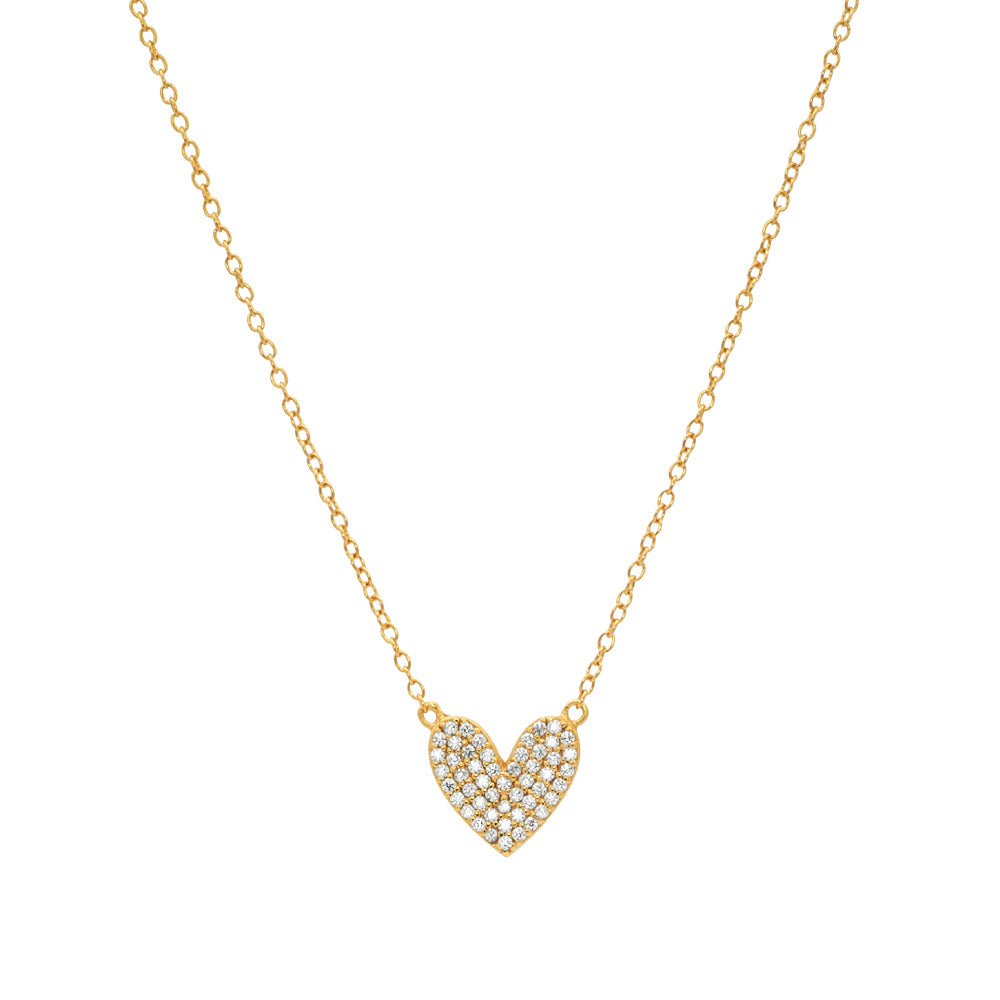 Round Brilliant Signature Simulant heart necklace in 18 carat yellow gold vermeil