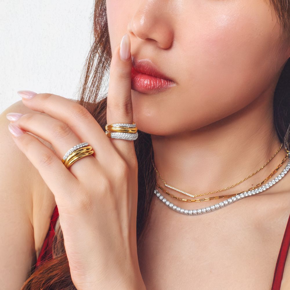 DUO Dress ring in 18 carat yellow gold vermeil