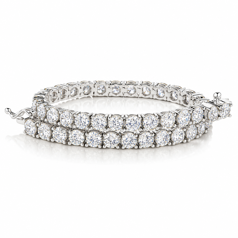 Round Brilliant tennis bracelet with 11 carats* of diamond simulants in sterling silver