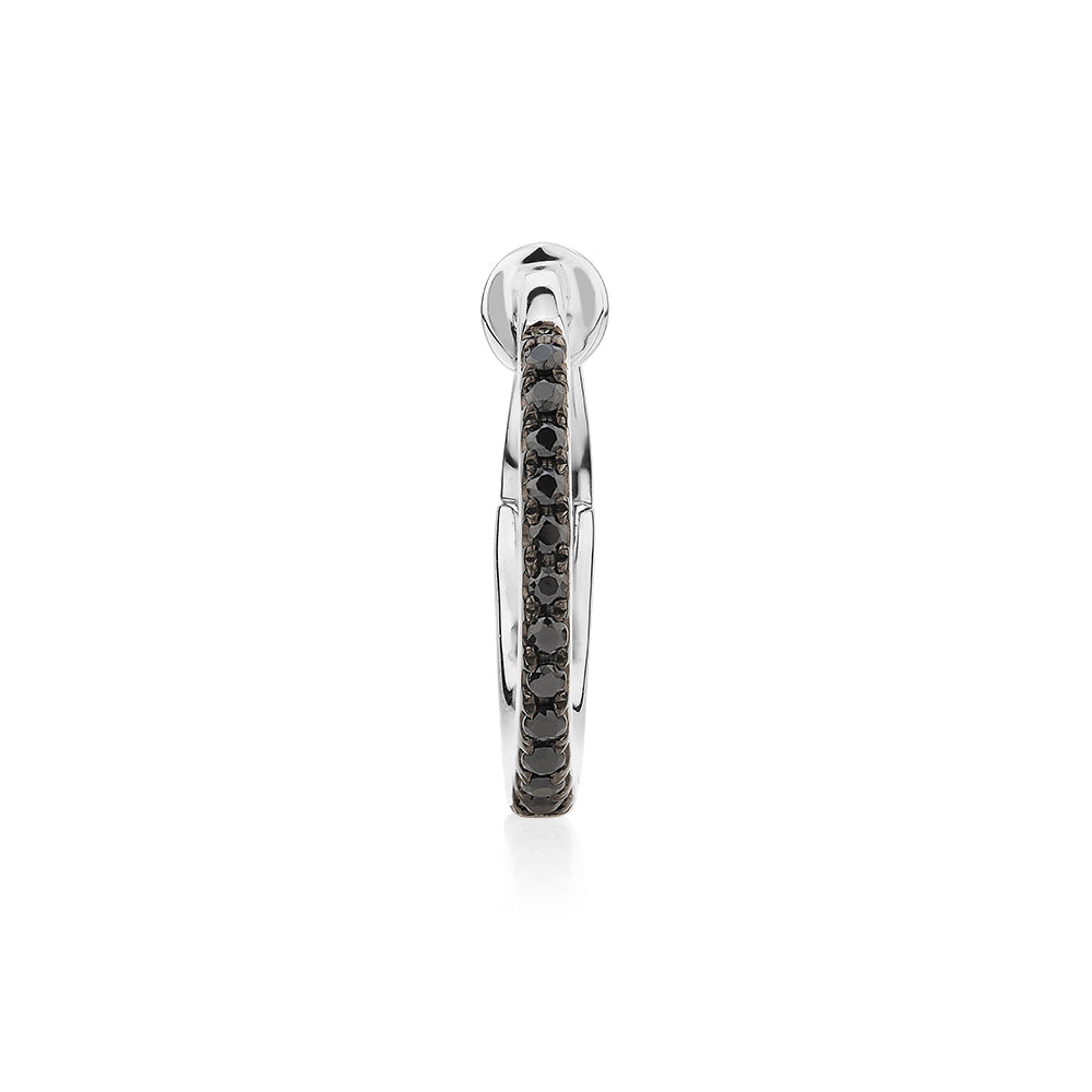Single earring cuff with diamond simulants in 10 carat white gold and sterling silver
