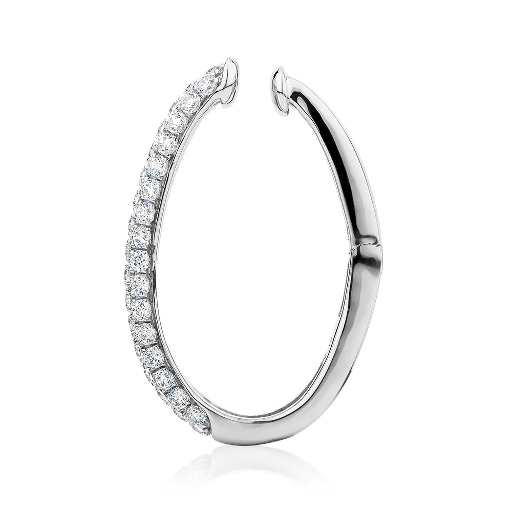 Single earring cuff with 0.49 carats* of diamond simulants in 10 carat white gold and sterling silver