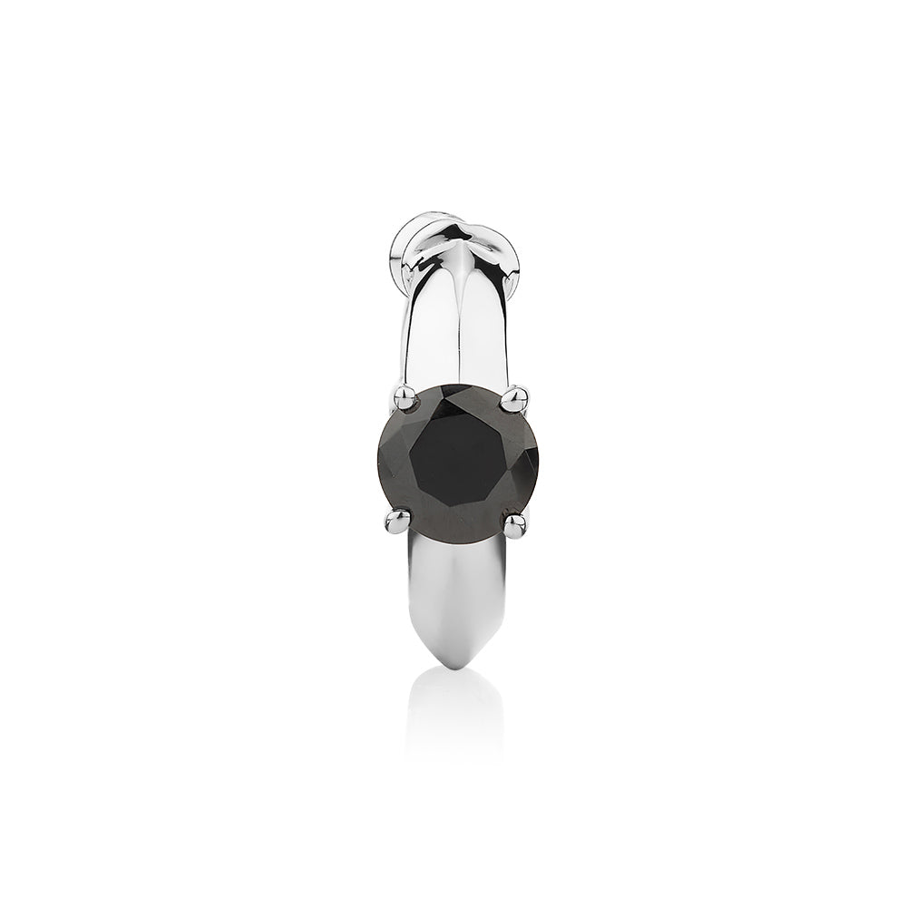 Single earring cuff with 0.46 carat* diamond simulant in 10 carat white gold and sterling silver