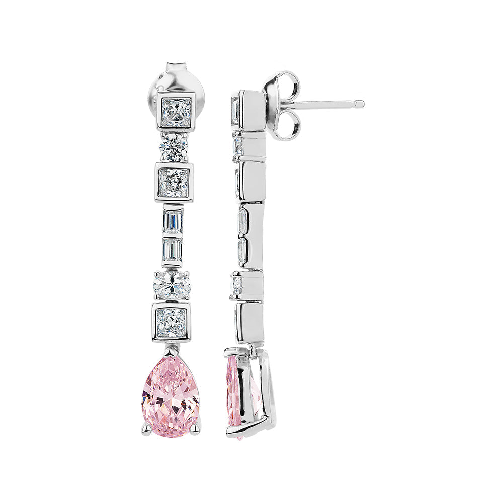 Pear and Oval drop earrings with 4.6 carats* of diamond simulants in sterling silver