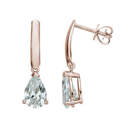 Pear drop earrings with 2.66 carats* of diamond simulants in 10 carat rose gold