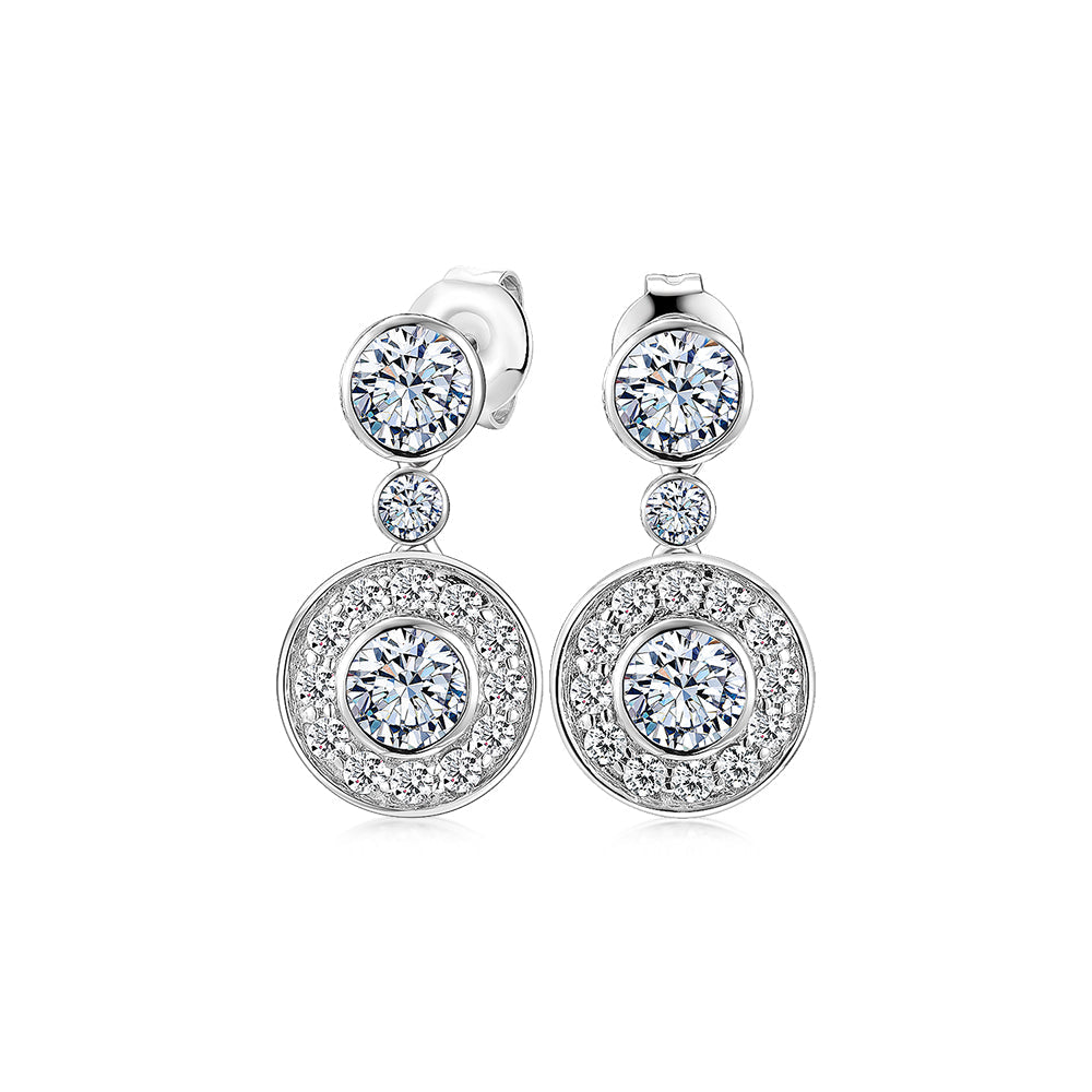 Round Brilliant halo stud earrings with 2.4 carats* of diamond simulants in 10 carat white gold