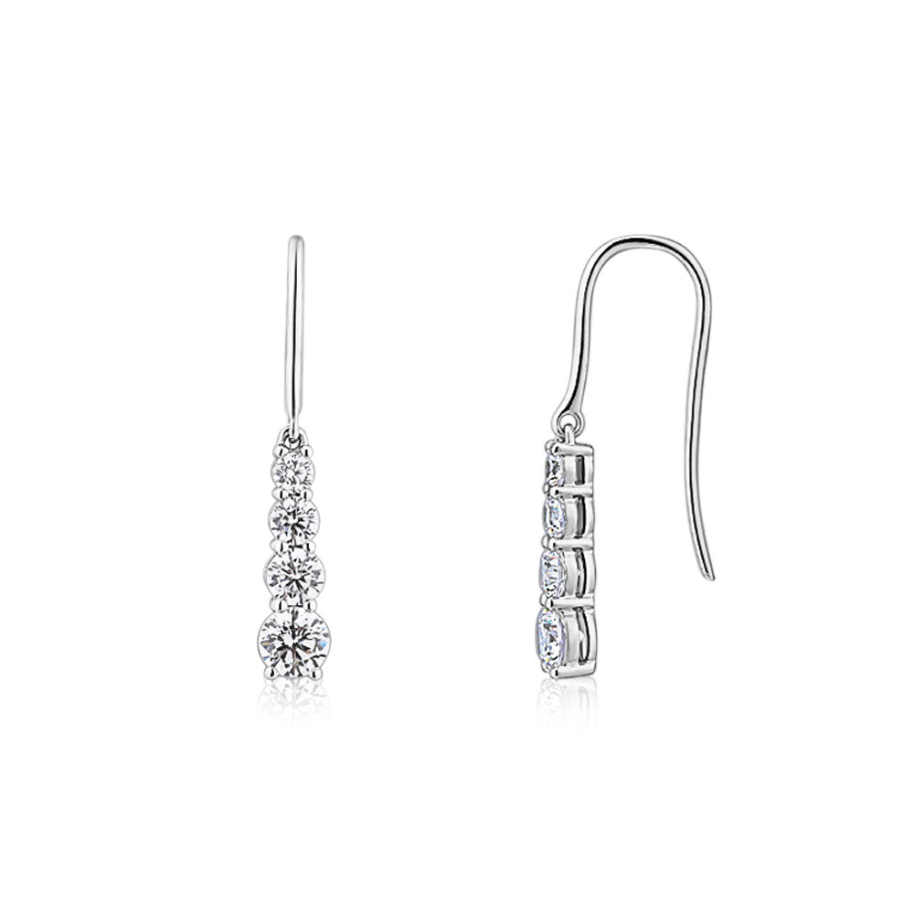 Round Brilliant drop earrings with 1.24 carats* of diamond simulants in 10 carat white gold