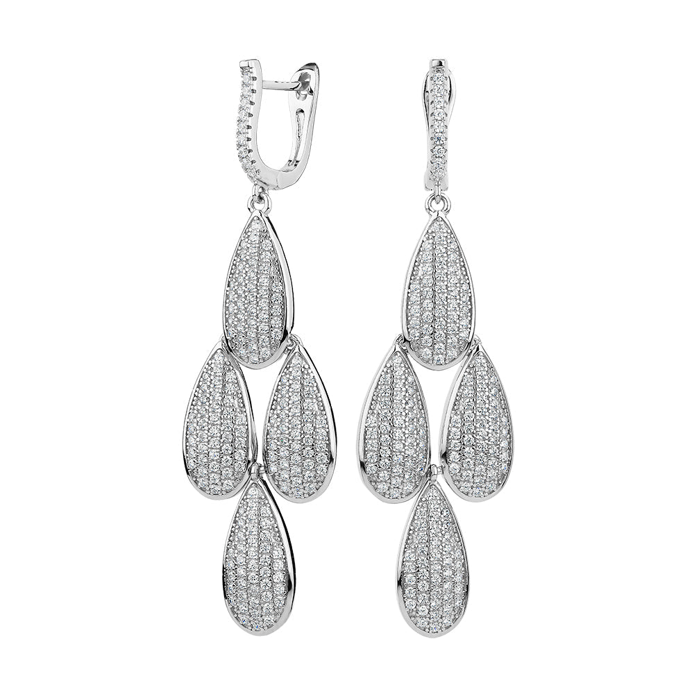 Round Brilliant drop earrings with 2.24 carats* of diamond simulants in sterling silver