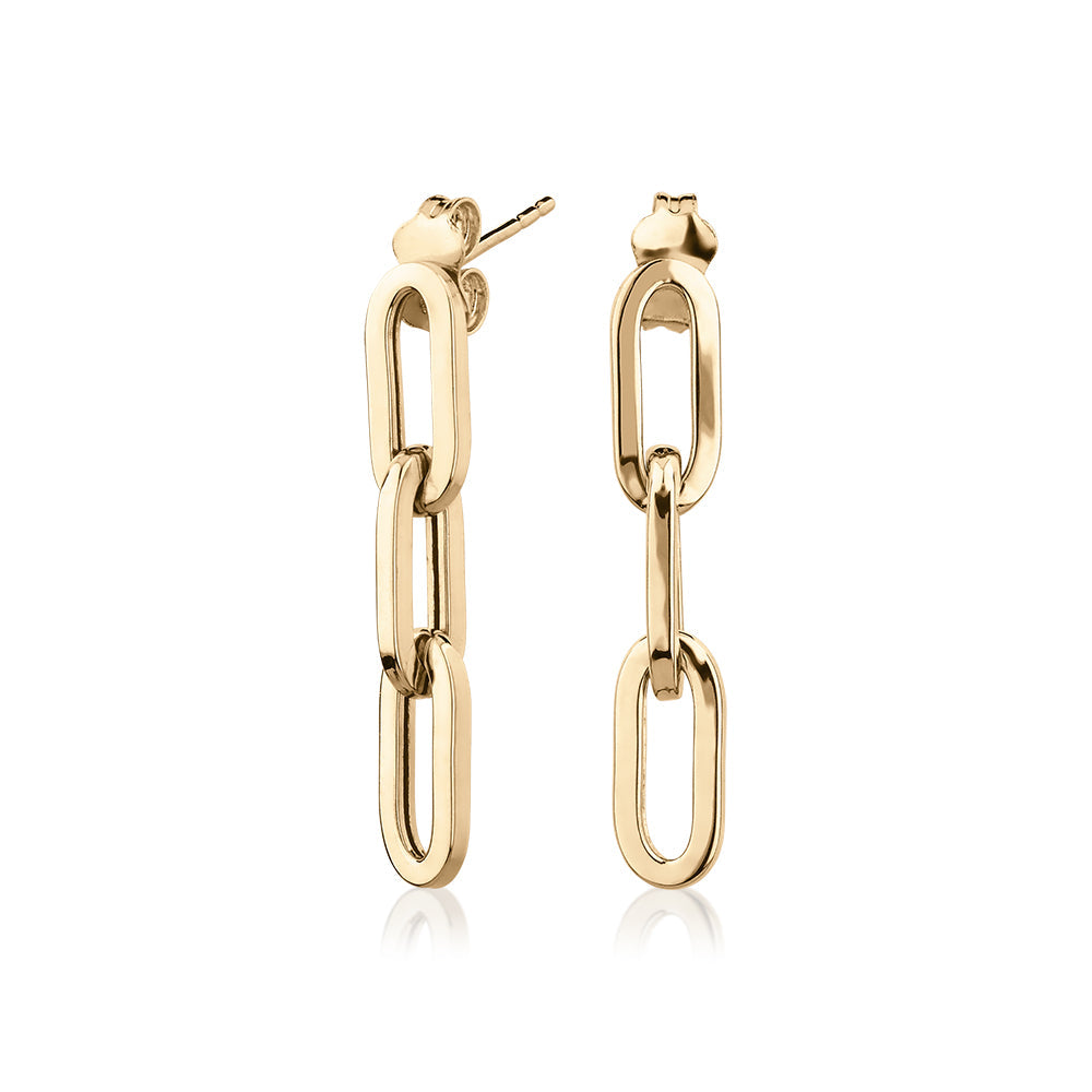 Drop earrings in 10 carat yellow gold