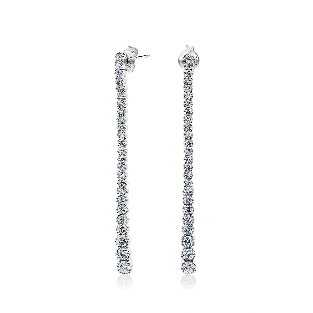 Round Brilliant drop earrings with 2.42 carats* of diamond simulants in sterling silver
