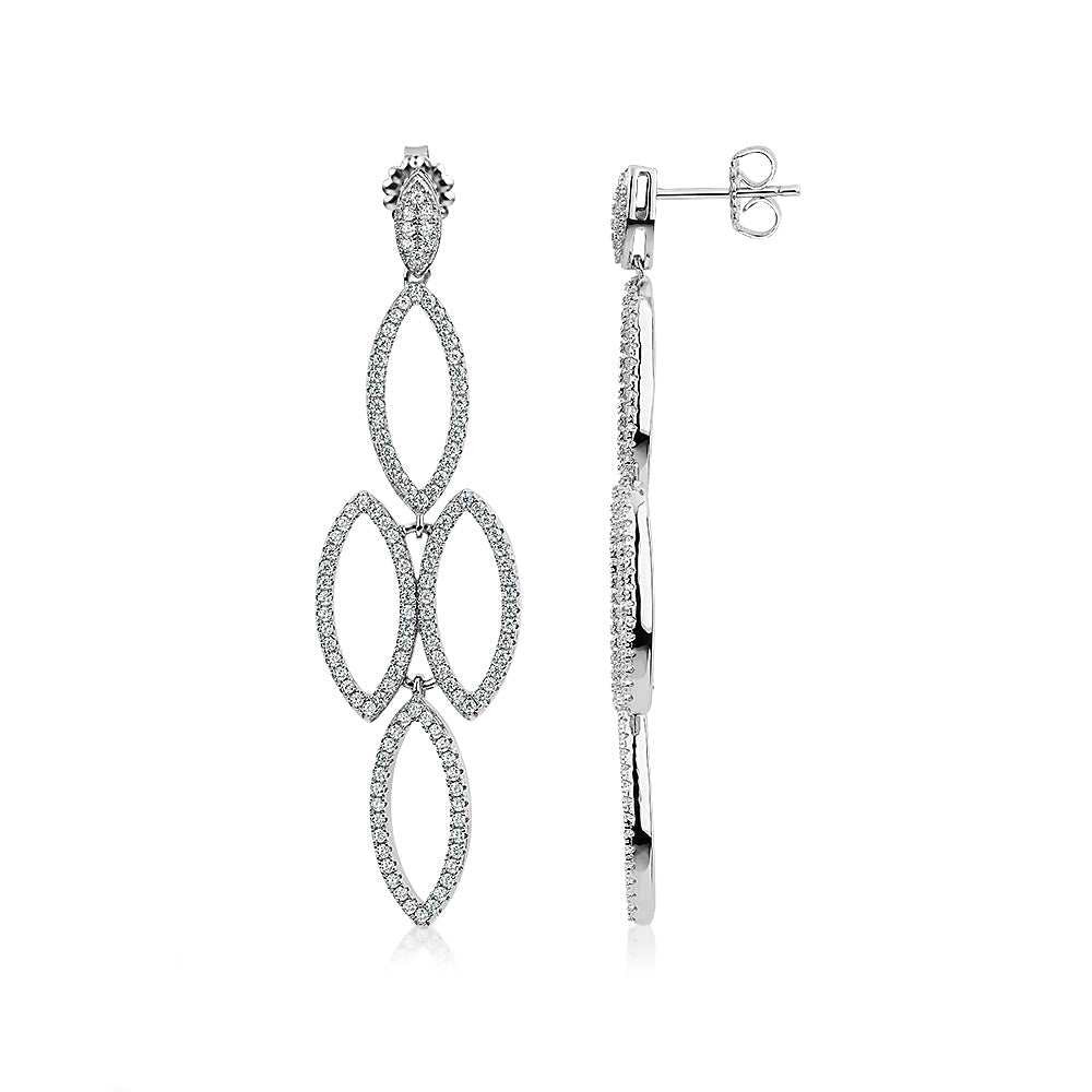Round Brilliant drop earrings with 0.64 carats* of diamond simulants in sterling silver