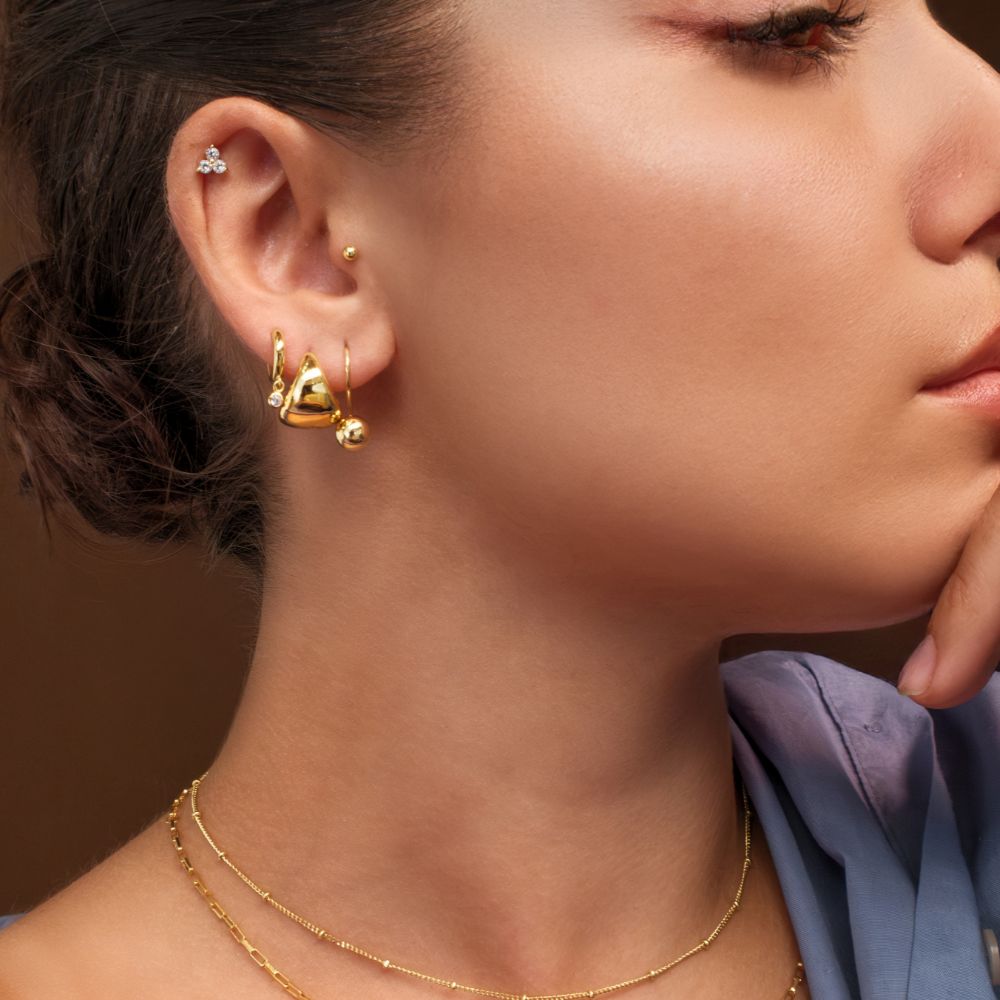 Drop euroball earrings in 18 carat yellow gold vermeil