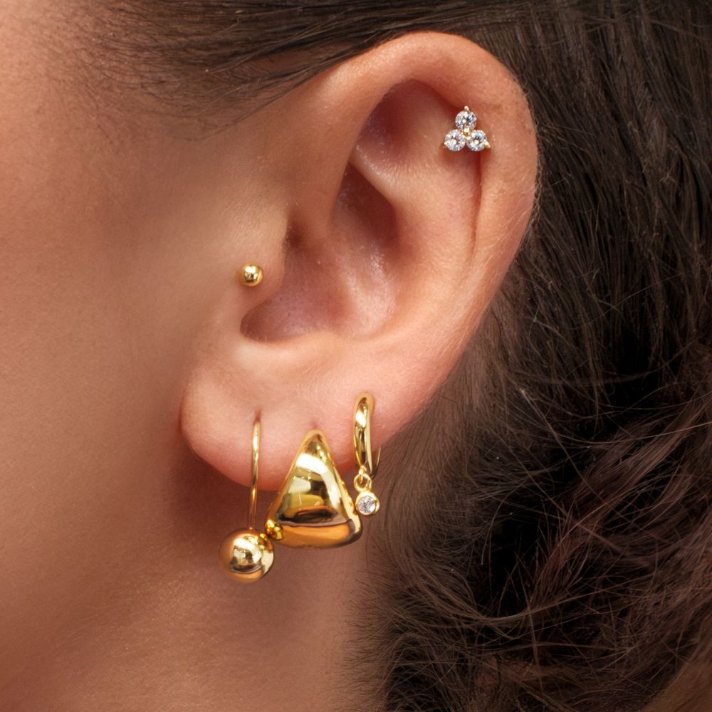 Drop euroball earrings in 18 carat yellow gold vermeil