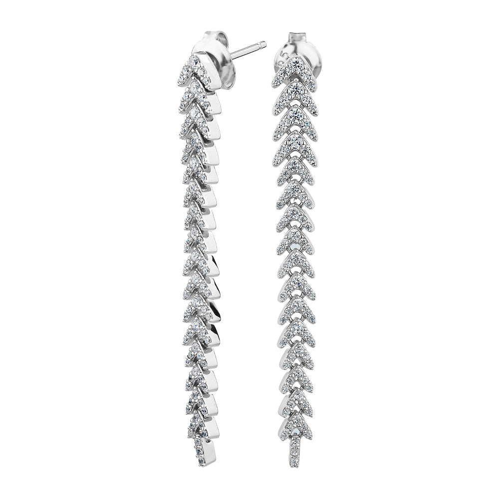 Round Brilliant drop earrings with 1.11 carats* of diamond simulants in sterling silver