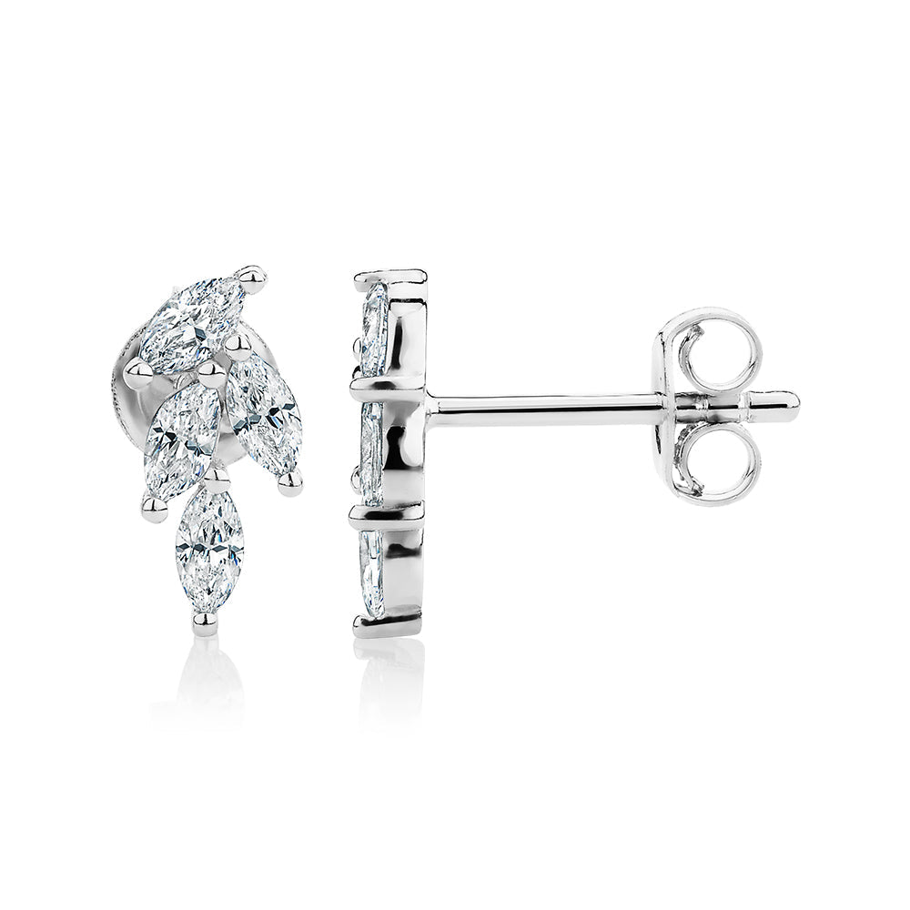 Marquise climber earrings in sterling silver