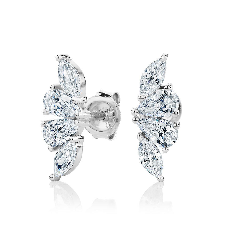 Pear and Marquise climber earrings in sterling silver