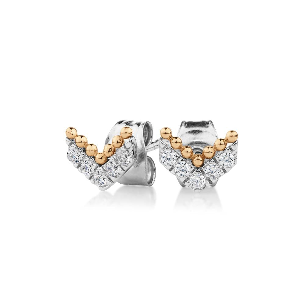 Round Brilliant fancy earrings in 10 carat yellow gold and sterling silver