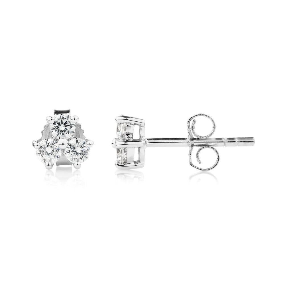 Round Brilliant stud earrings with 0.36 carats* of diamond simulants in 10 carat white gold