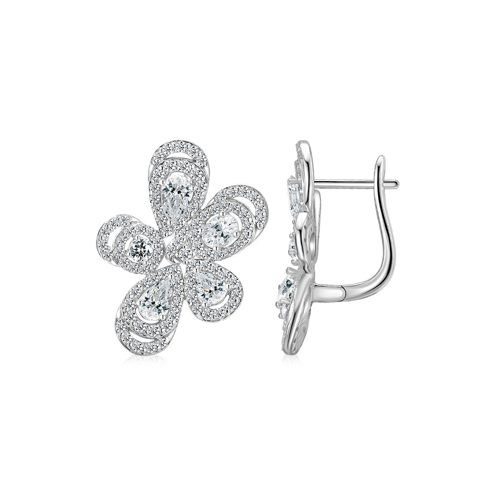 Pear, Oval and Round Brilliant fancy earrings with 2.99 carats* of diamond simulants in 10 carat white gold