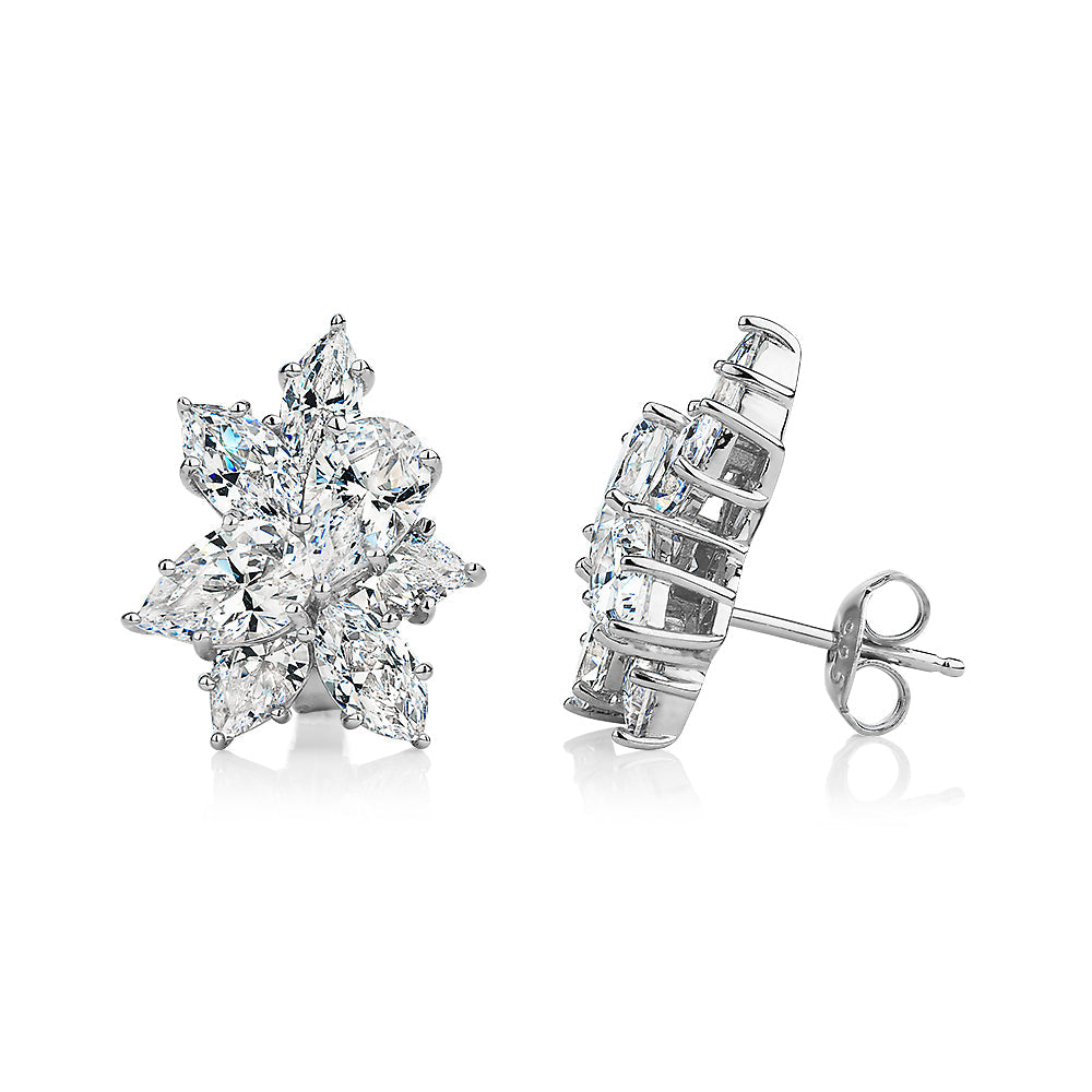 Pear and Marquise fancy earrings with 6.86 carats* of diamond simulants in sterling silver