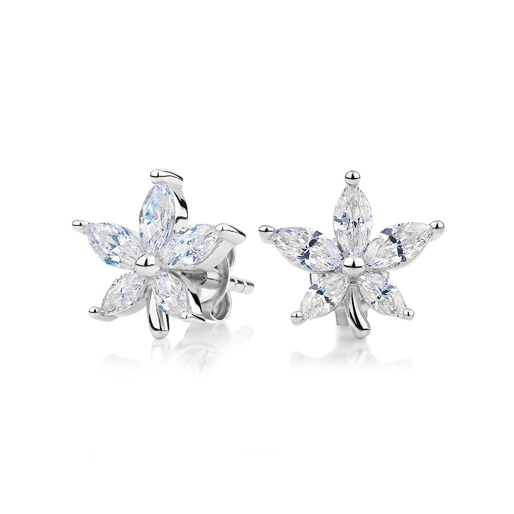 Marquise fancy earrings in sterling silver