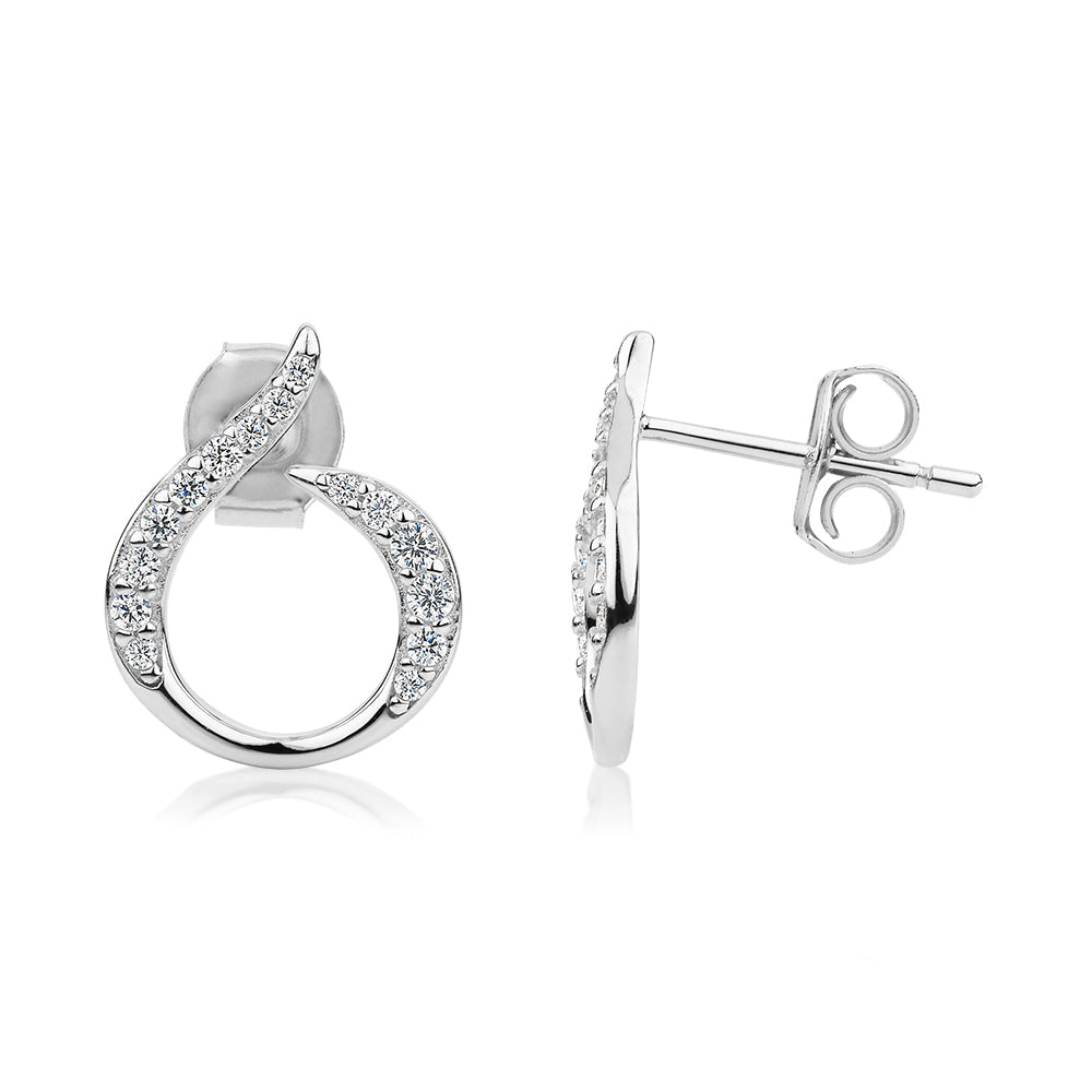 Round Brilliant diamond simulant fancy earrings in sterling silver