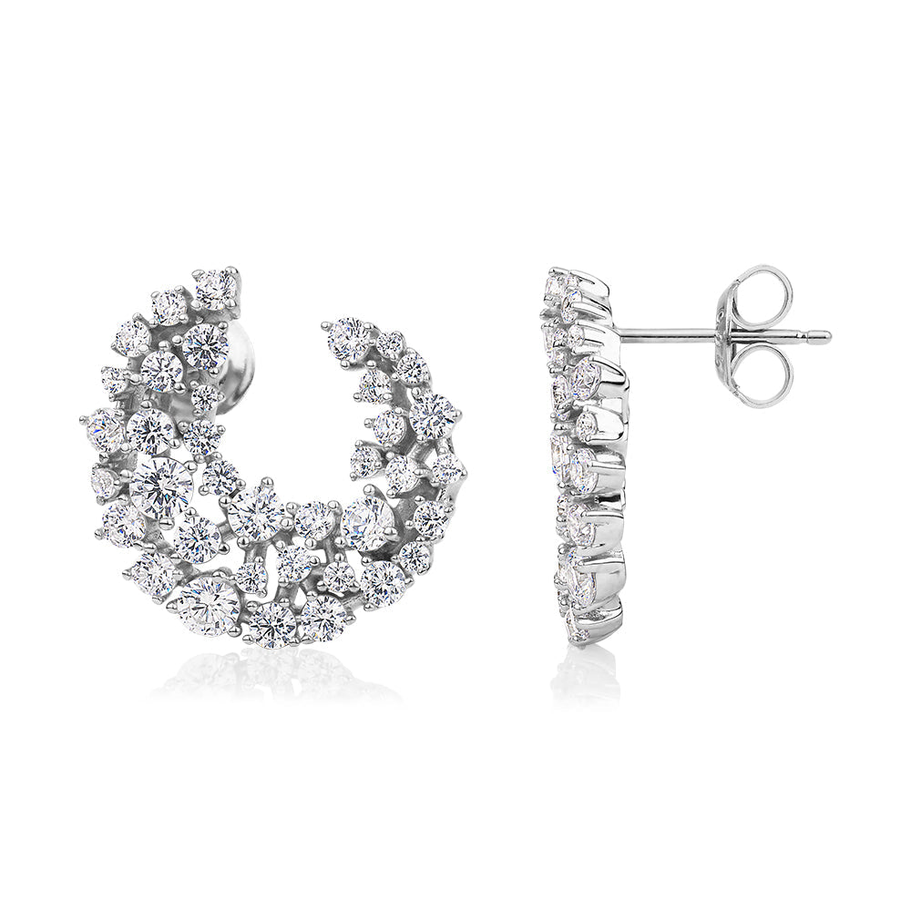 Round Brilliant fancy earrings with 2.45 carats* of diamond simulants  in sterling silver