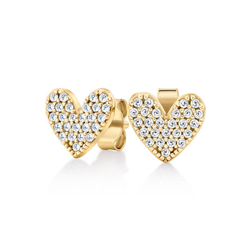 Round Brilliant Signature Simulant fancy heart earrings in 18 carat yellow gold vermeil