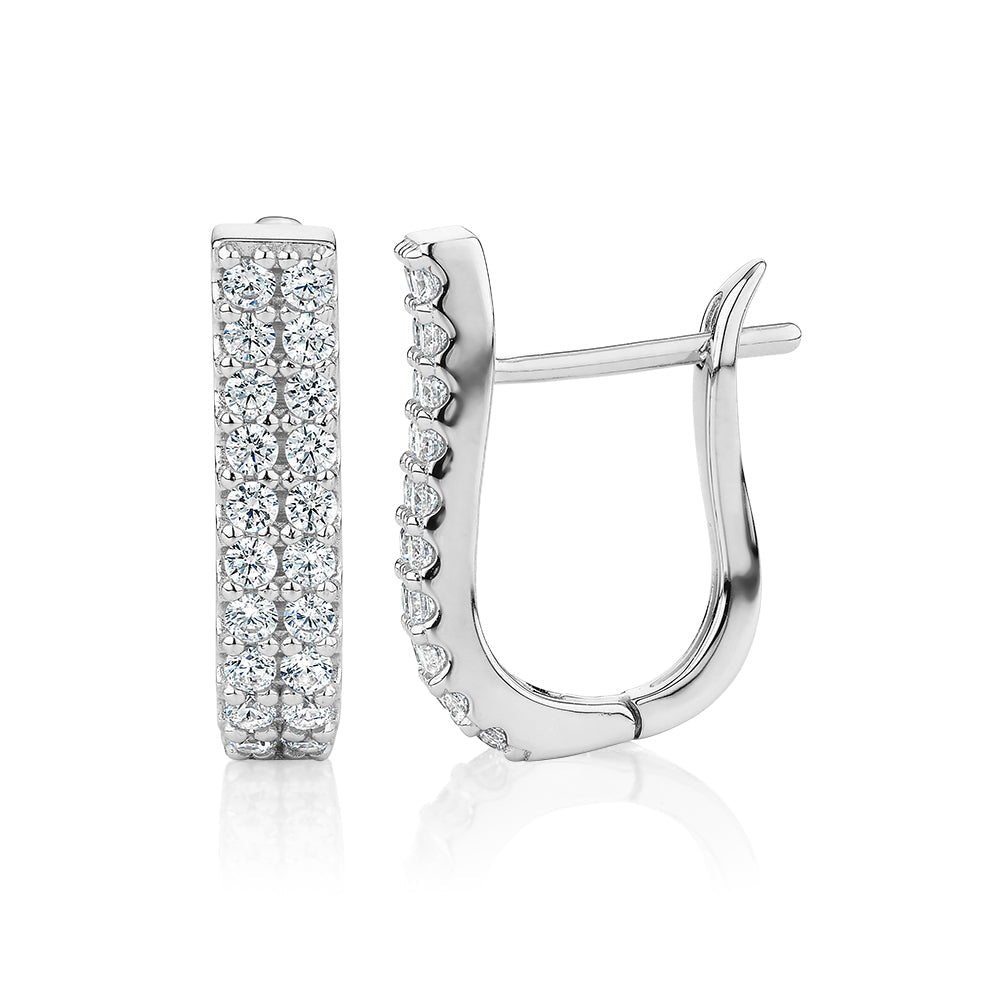 Round Brilliant fancy earrings with 0.60 carats* of diamond simulants in sterling silver