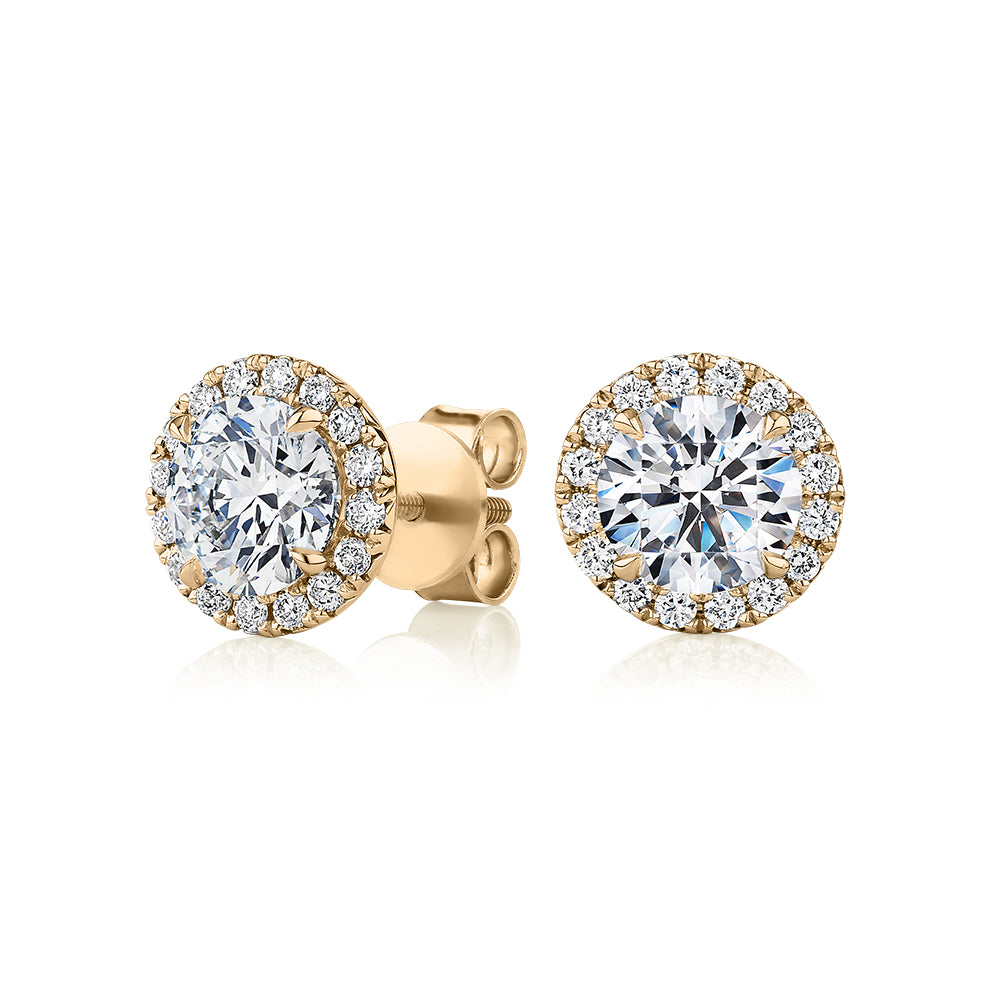 Signature Simulant Diamond 2.35 carat* TW round brilliant halo earring ...