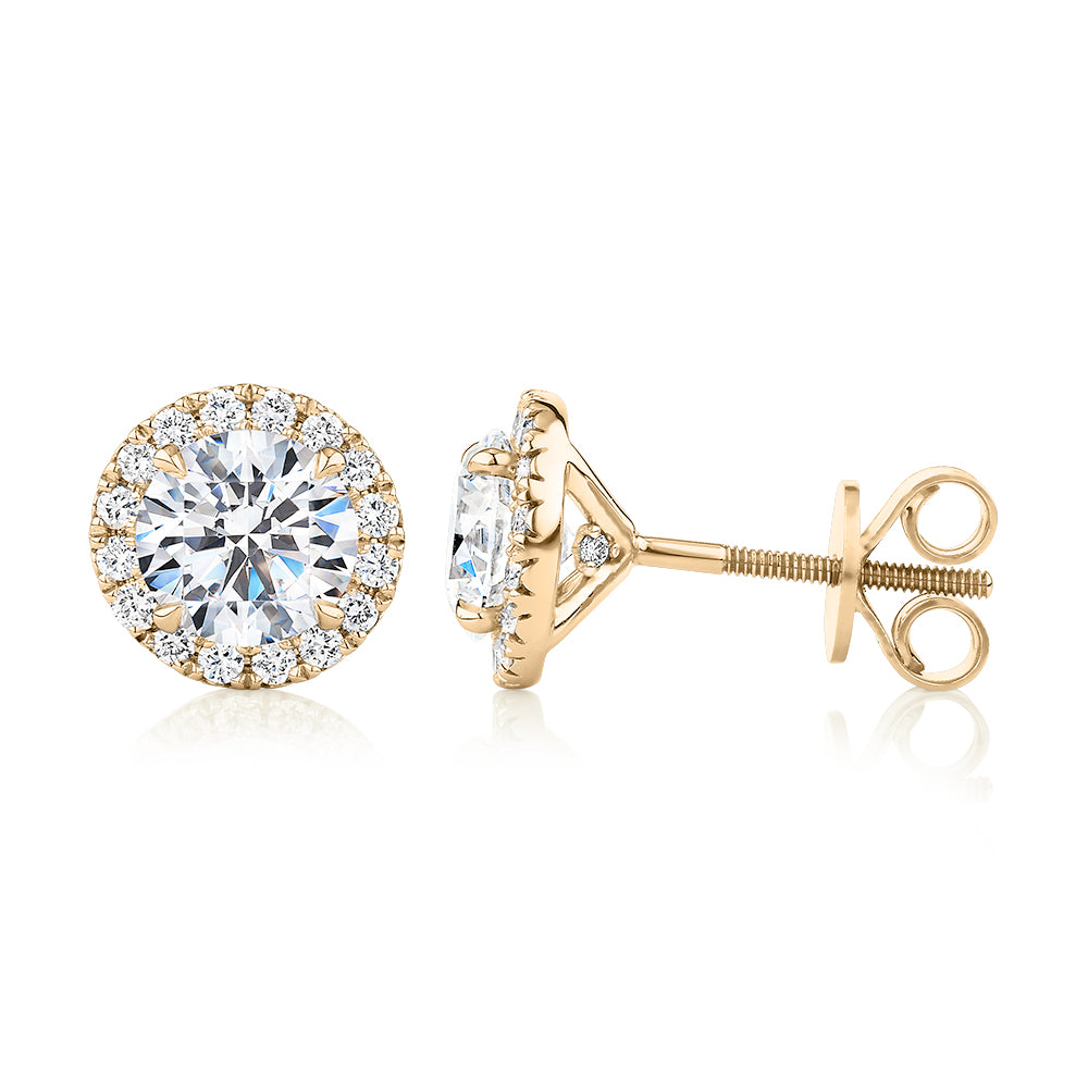 Signature Simulant Diamond 2.35 carat* TW round brilliant halo earring ...