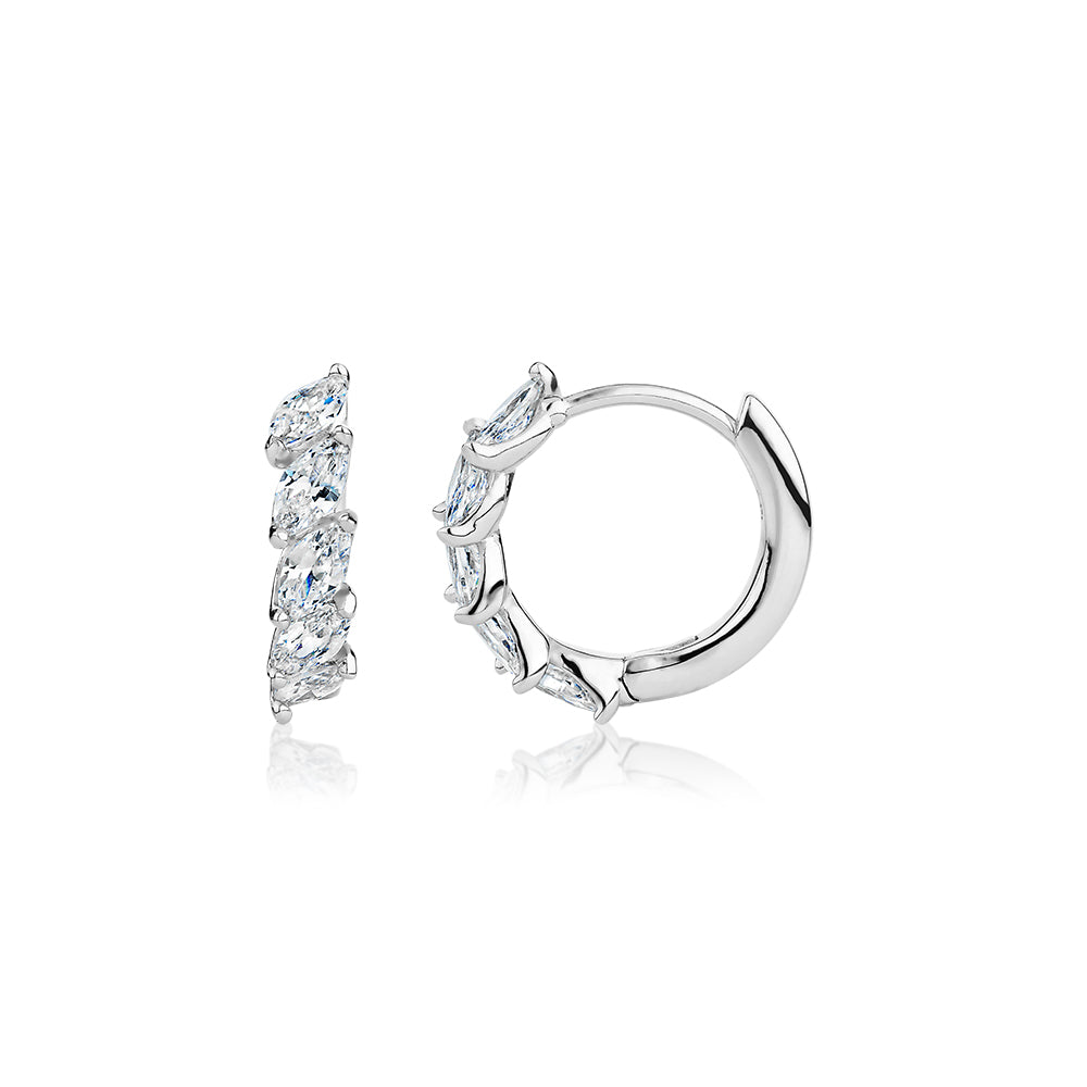 Marquise hoop earrings with 1.4 carats* of diamond simulants in sterling silver
