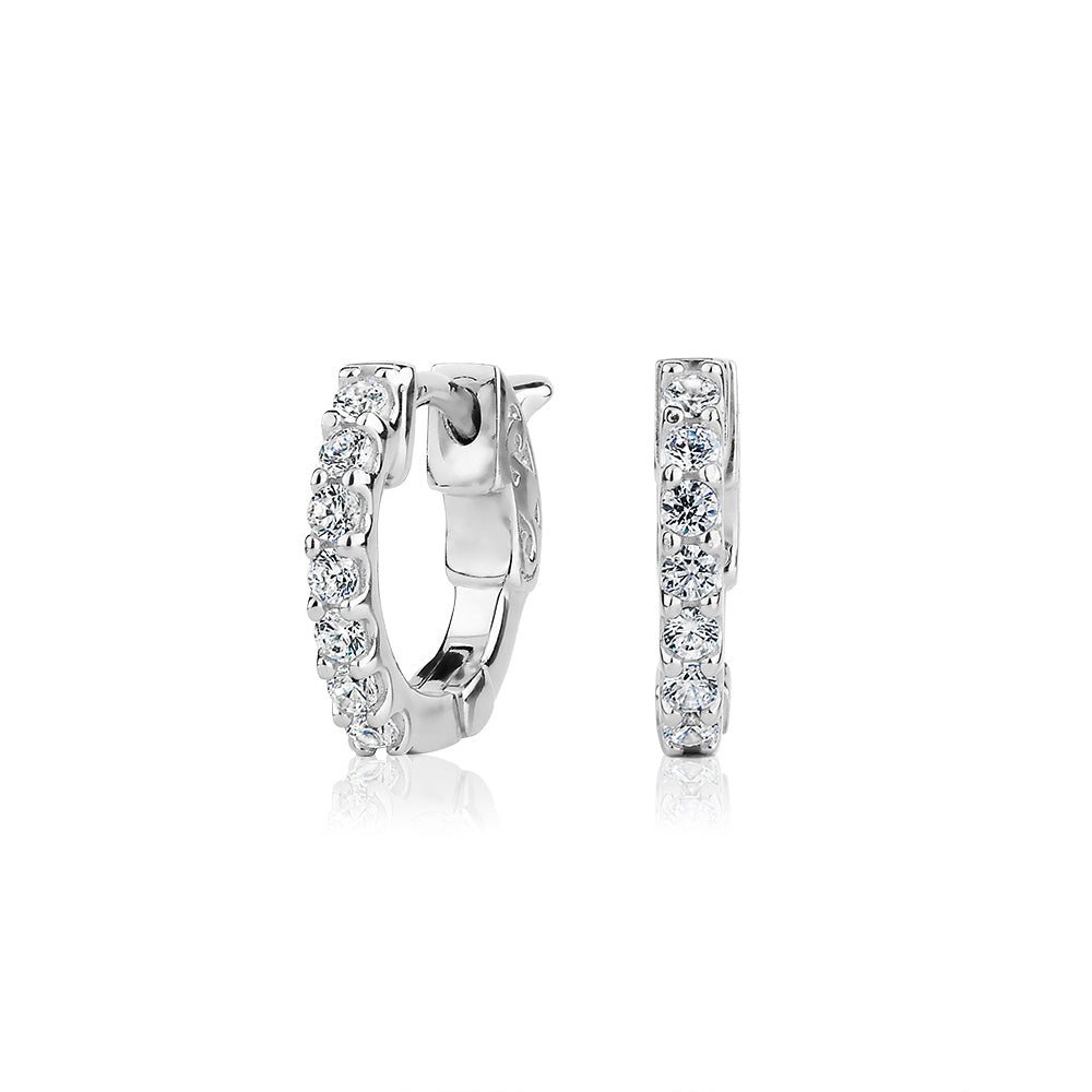 Round Brilliant hoop earrings with 0.21 carats* of diamond simulants in sterling silver