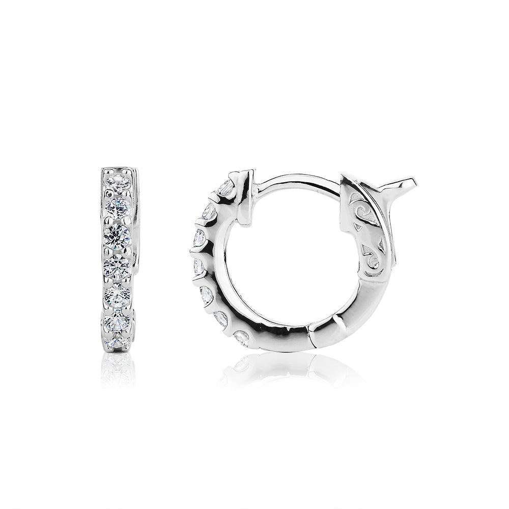 Round Brilliant hoop earrings with 0.21 carats* of diamond simulants in sterling silver