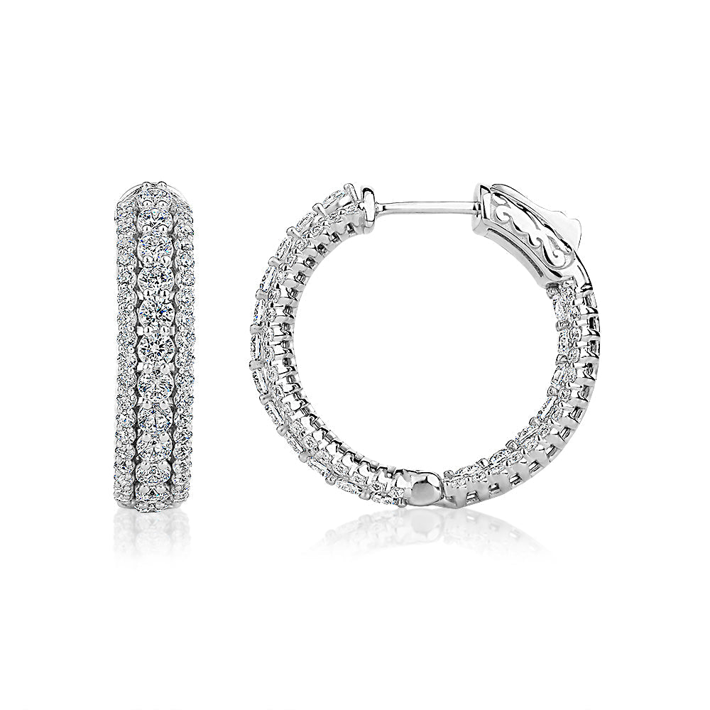 Round Brilliant hoop earrings with 2.71 carats* of diamond simulants in sterling silver