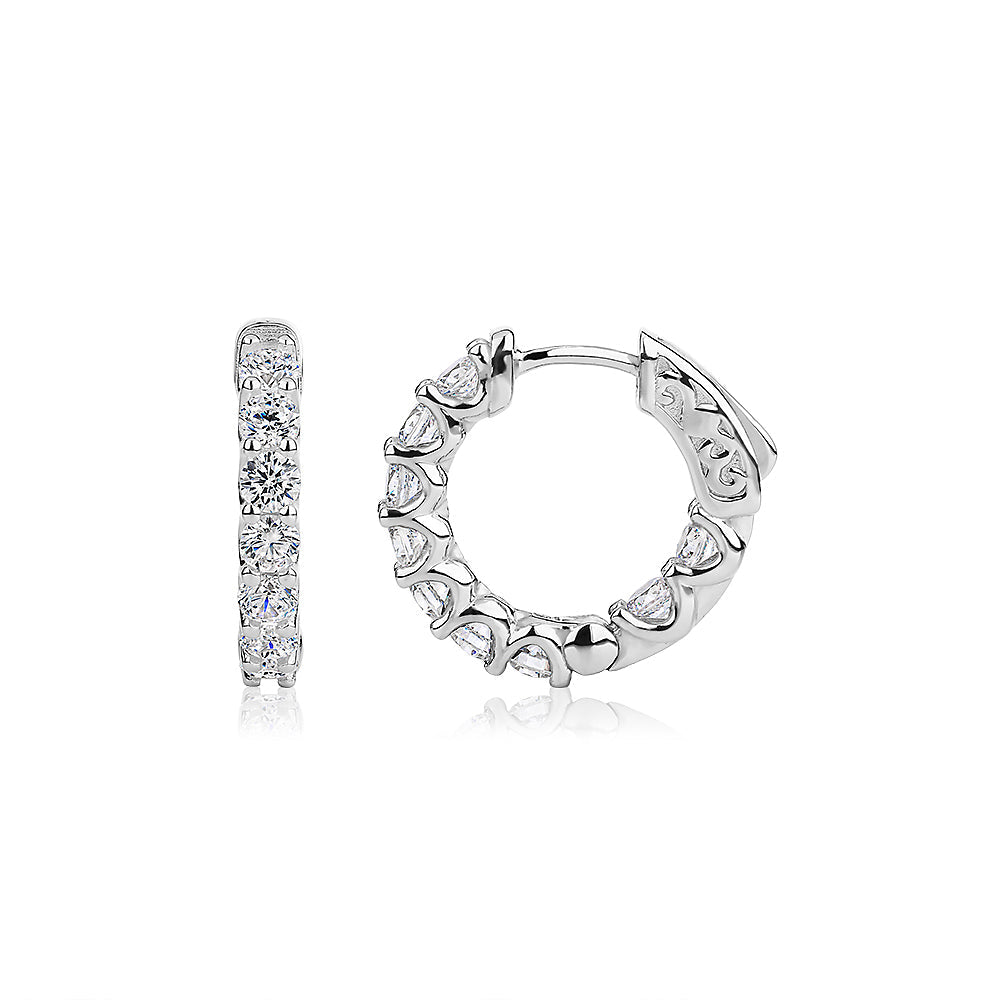 Round Brilliant hoop earrings with 1.98 carats* of diamond simulants in sterling silver