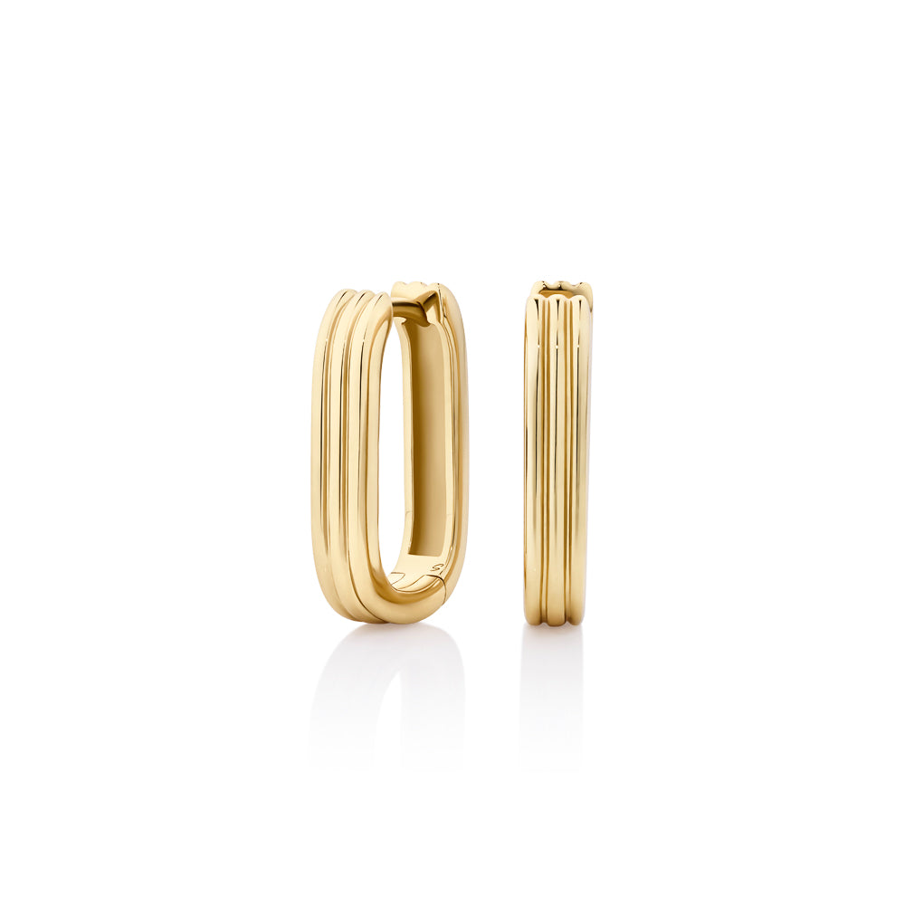 Hoop paperclip earrings in 18 carat yellow gold vermeil