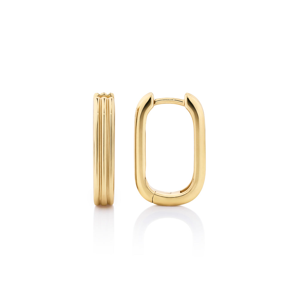 Hoop paperclip earrings in 18 carat yellow gold vermeil