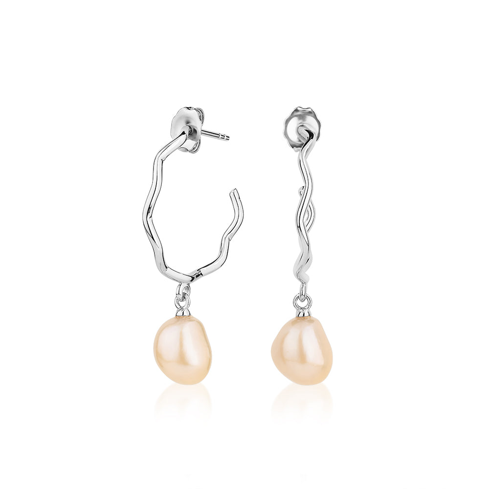 Cultured freshwater pearl drop earrings in sterling silver