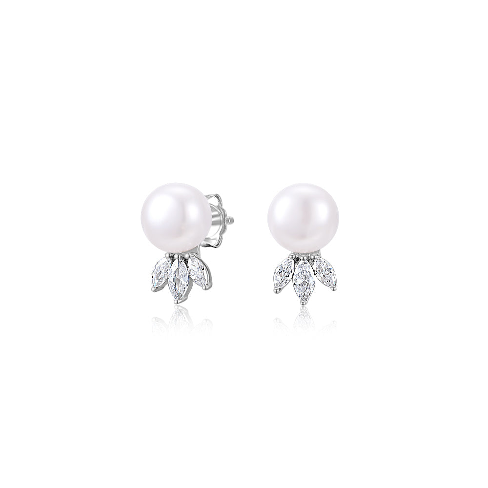 Cultured freshwater pearl stud earrings in sterling silver