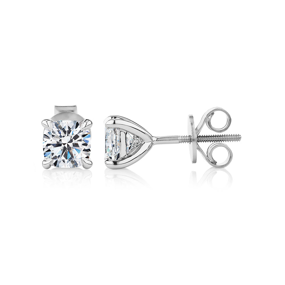 Signature Simulant Diamond 1.40 carat* TW cushion stud earrings in 10 carat white gold