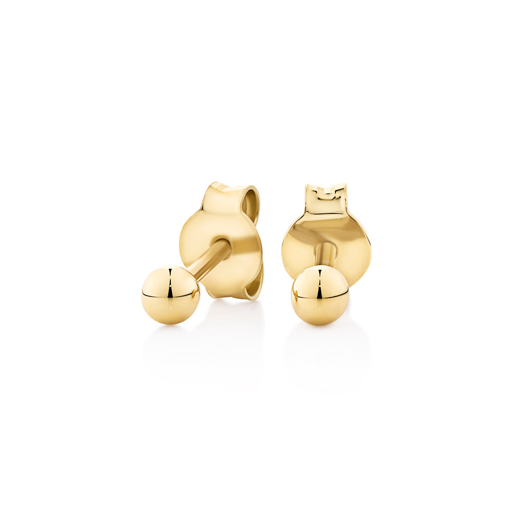 Ball stud earrings in 18 carat yellow gold vermeil