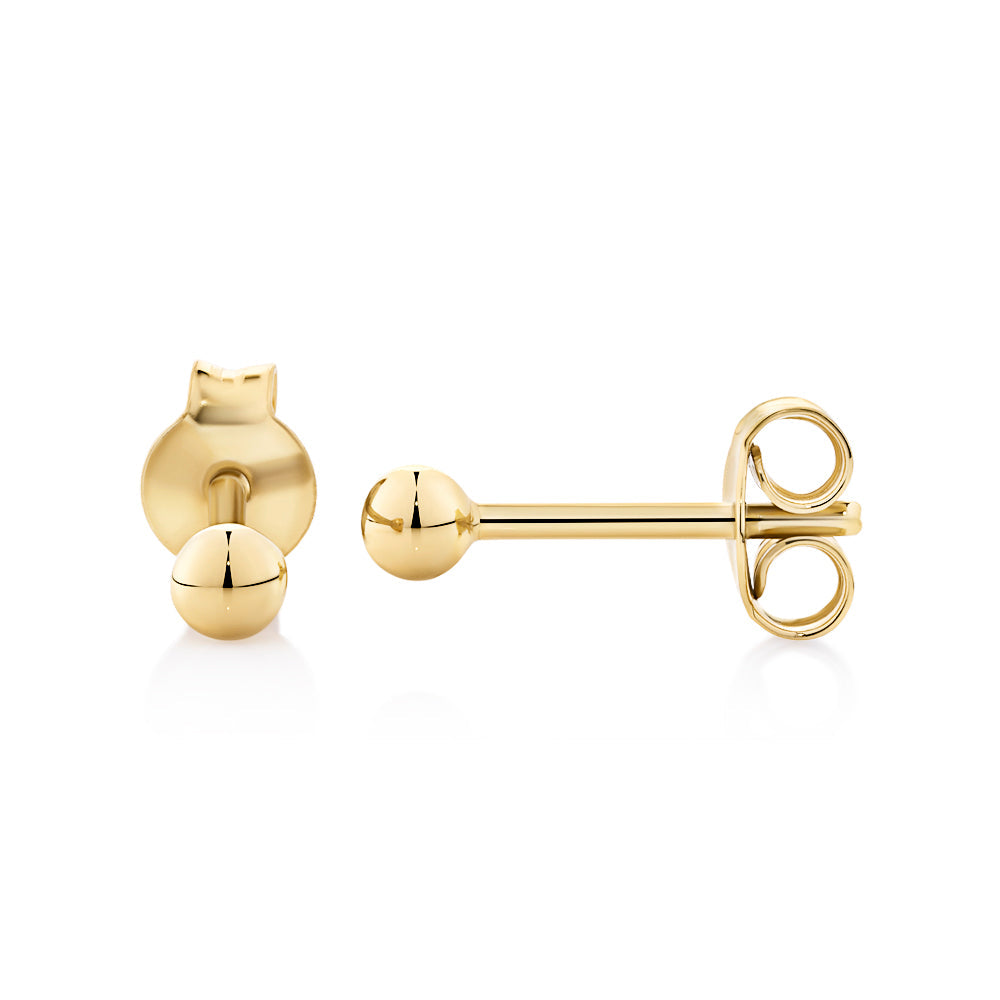 Ball stud earrings in 18 carat yellow gold vermeil
